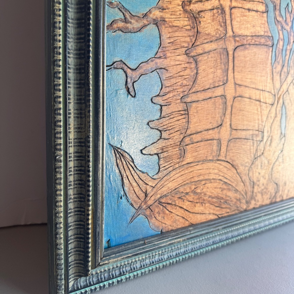Handmade Seahorse Carved Wood Painting 26x16 Tropical Coastal decor nautical Art - Picture 8 of 10